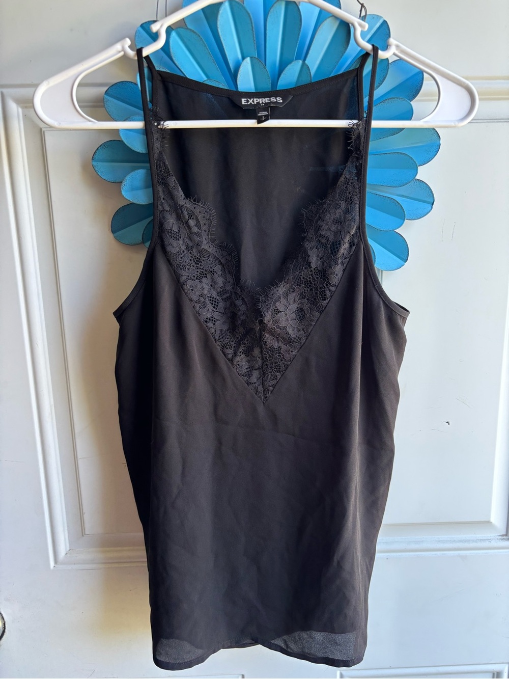 Express Black Lace Trim V-Neck Cami